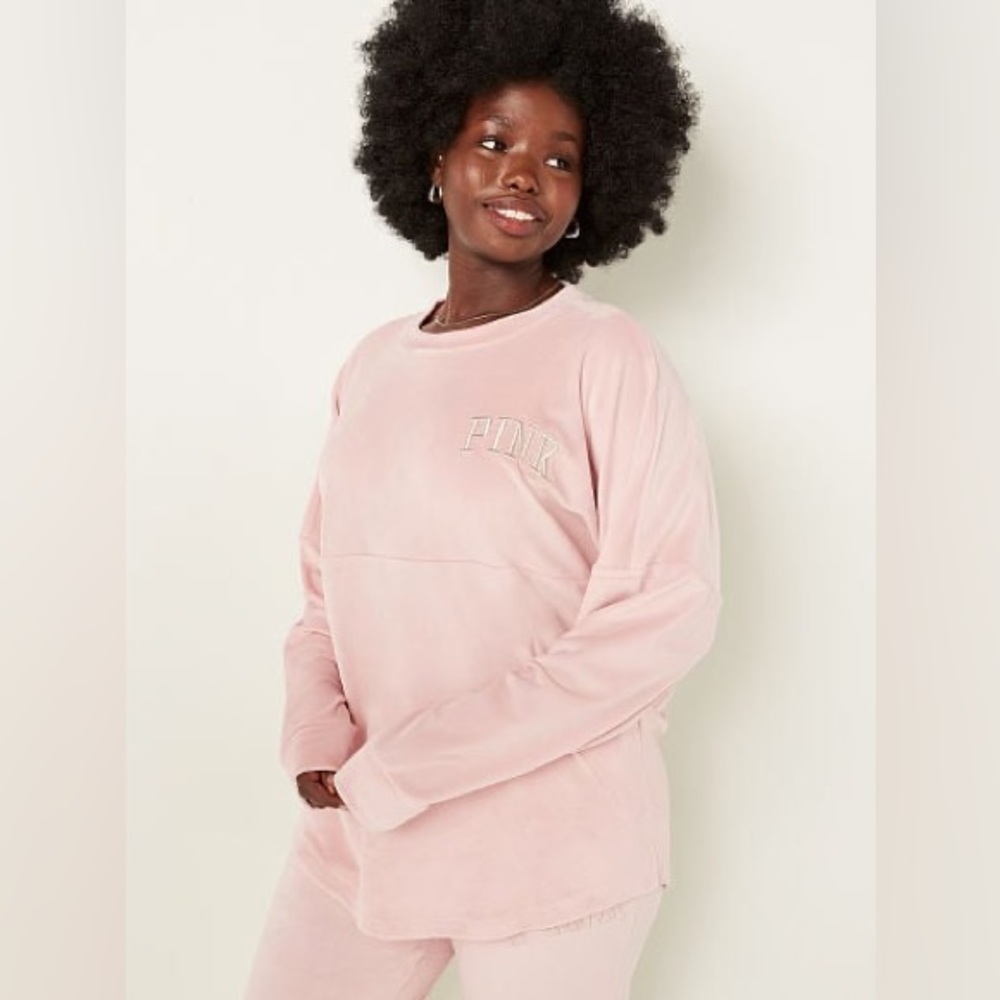 Victorias Secret Pink Varsity Velour Crew